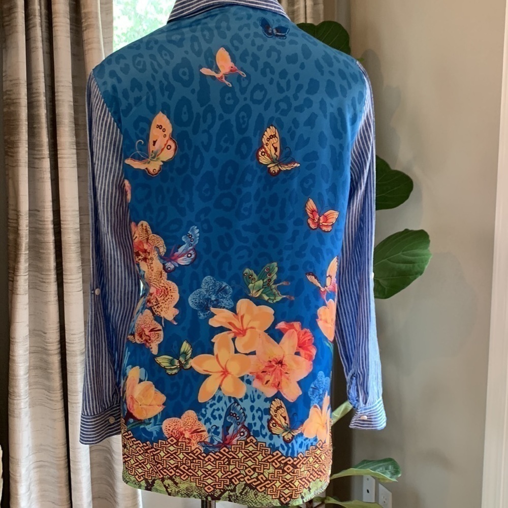 Multiples Size Small Linen Blend Striped Long Sle… - image 3